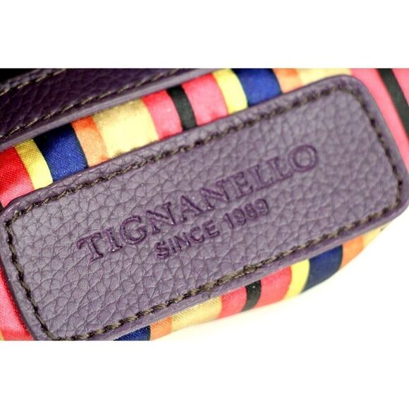 Tignanello PURPLE GENUINE LEATHER FLAP CROSSBODY ORGANIZER SHOULDER BAG HANDBAG - Picture 10 of 16